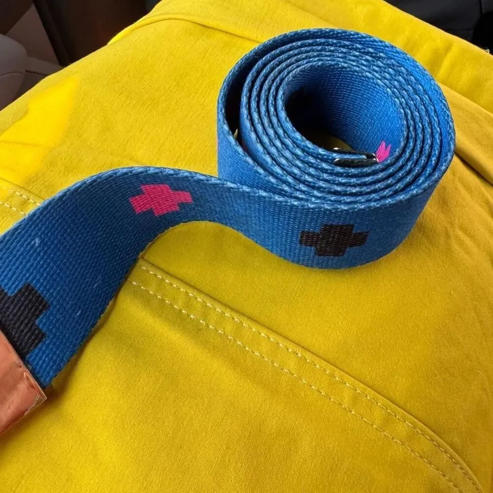 Pink Dolphin Duck Canvas Blue with Pink & Black Cross Colorful Adjustable Belt